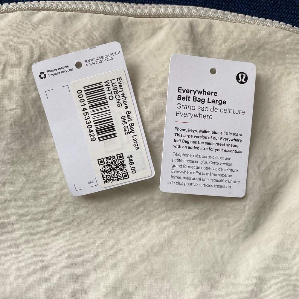 Lululemon Athletica Everywhere Belt Bag Large Cream Crossbody Bag - Picture 7 of 10